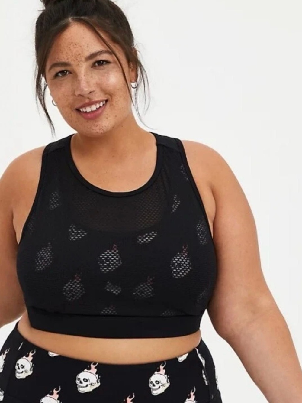Torrid Active Sports Bra Skulls Flames Size 0 Large NWT!